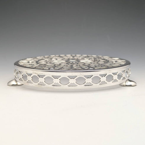 1923 年英國古董鍍銀茶壺杯墊